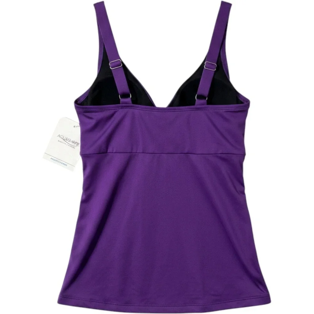 Dolfin AquaShape Purple Tankini Top Surplice Tummy Control Mastectomy Friendly S